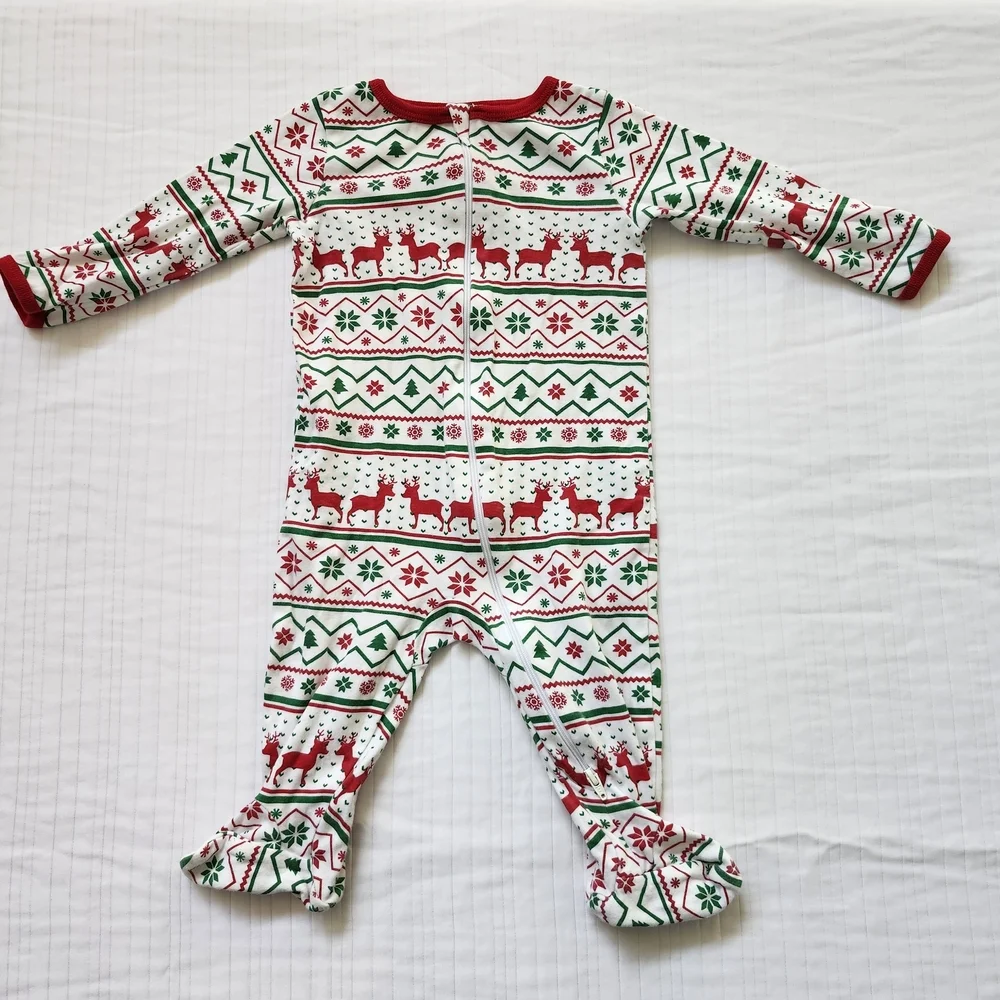 Holiday Time Red and Green Kids Footie